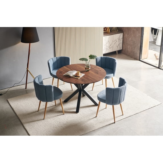 MAYEERTY Modern Dining Table - Cross Legs, Tempered Glass Top, Sleek for Living Room