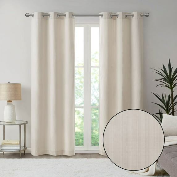 MAYEERTY Basketweave Curtain Panel Pair - 2 Pcs, Room Darkening, Modern Practical