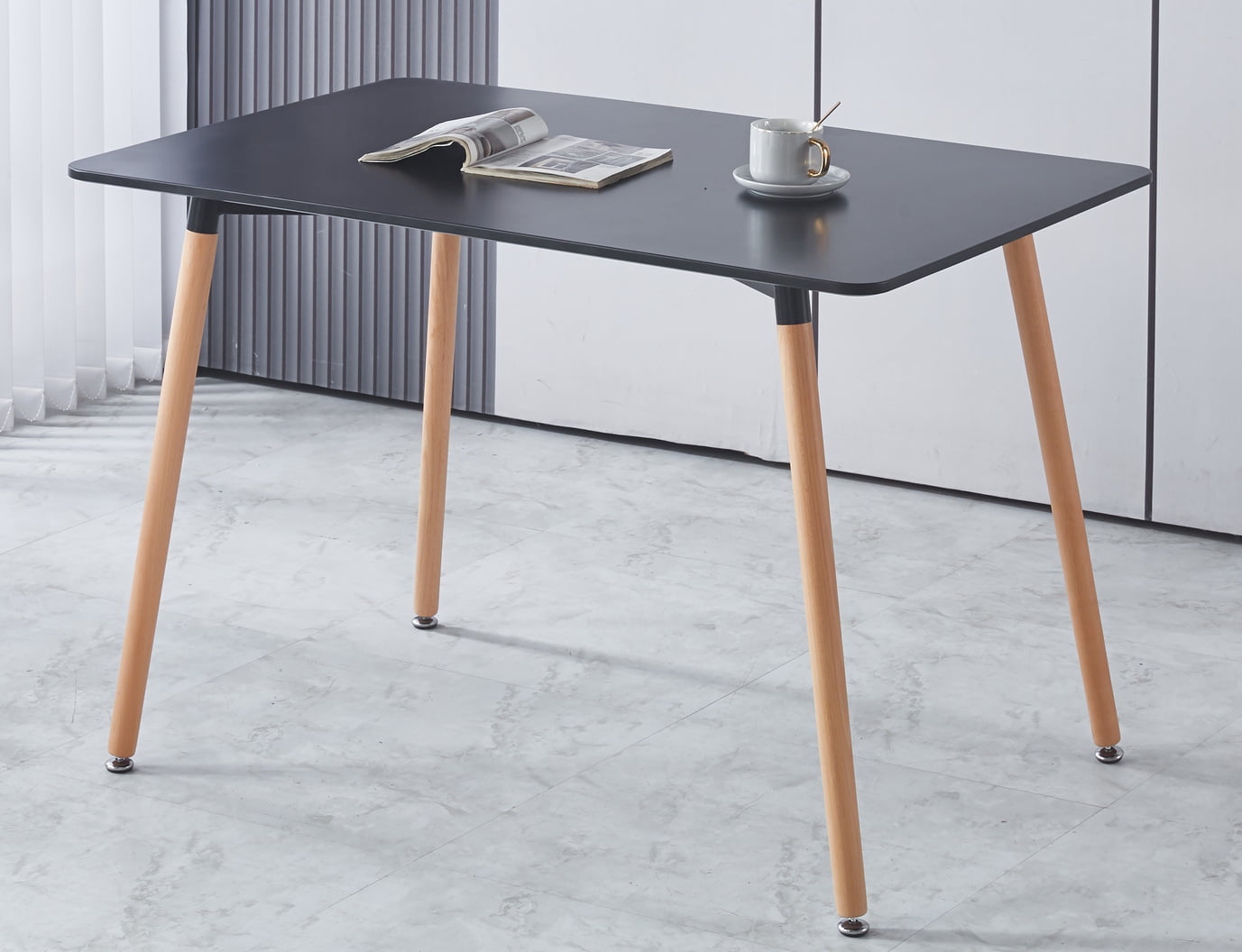 MAYEERTY Modern Square Extendable Dining Table Metal Leg White
