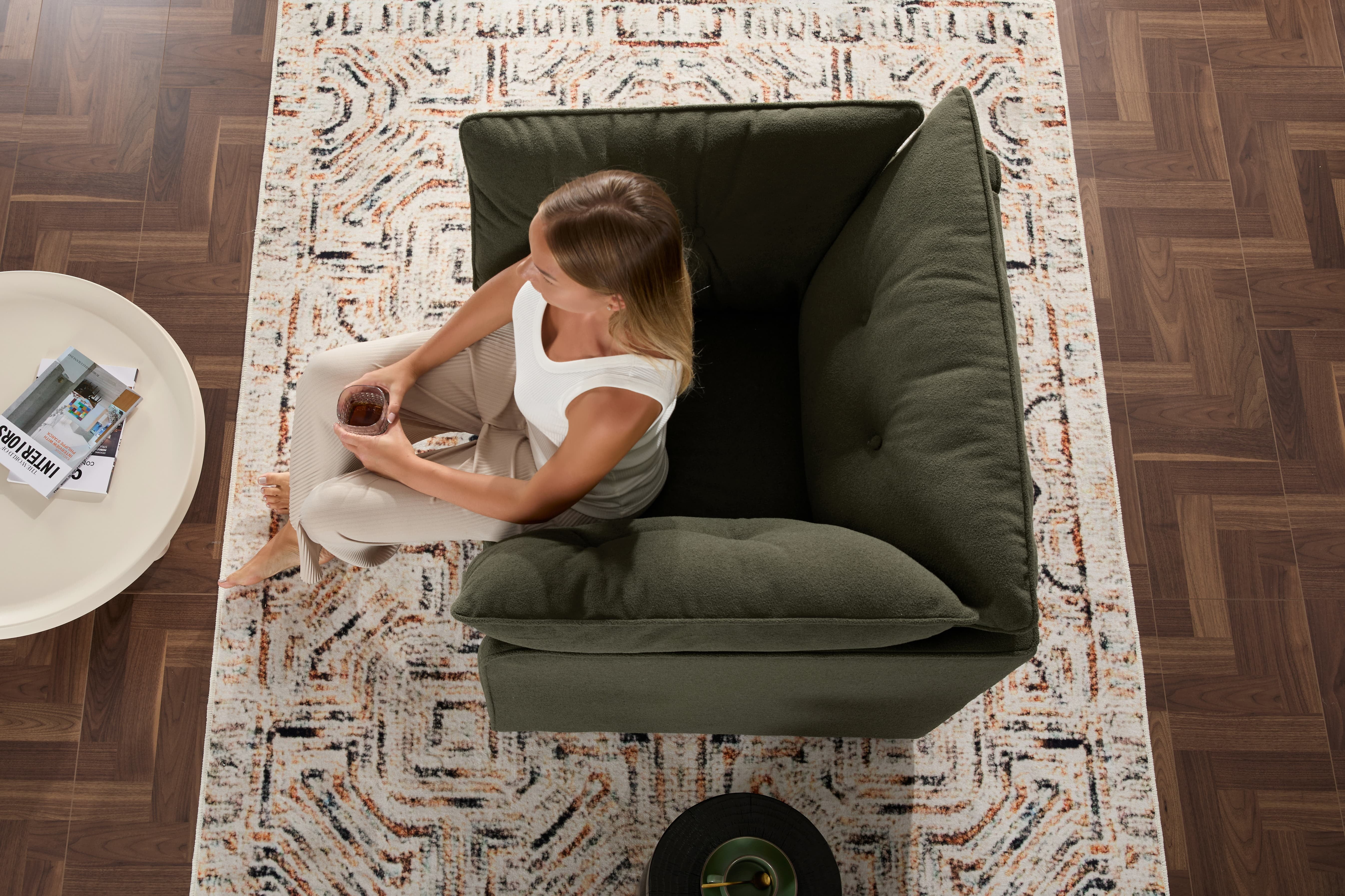 MAYEERTY Modern Style Chenille Oversized Accent Armchair for Living Room, Bedroom, Green