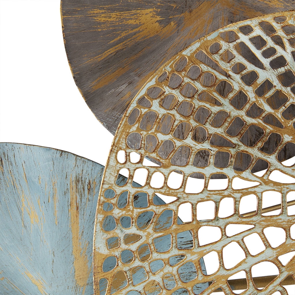 MAYEERTY Multi-Colored Lily Pad Leaves 2-Piece Metal Wall Decor Set