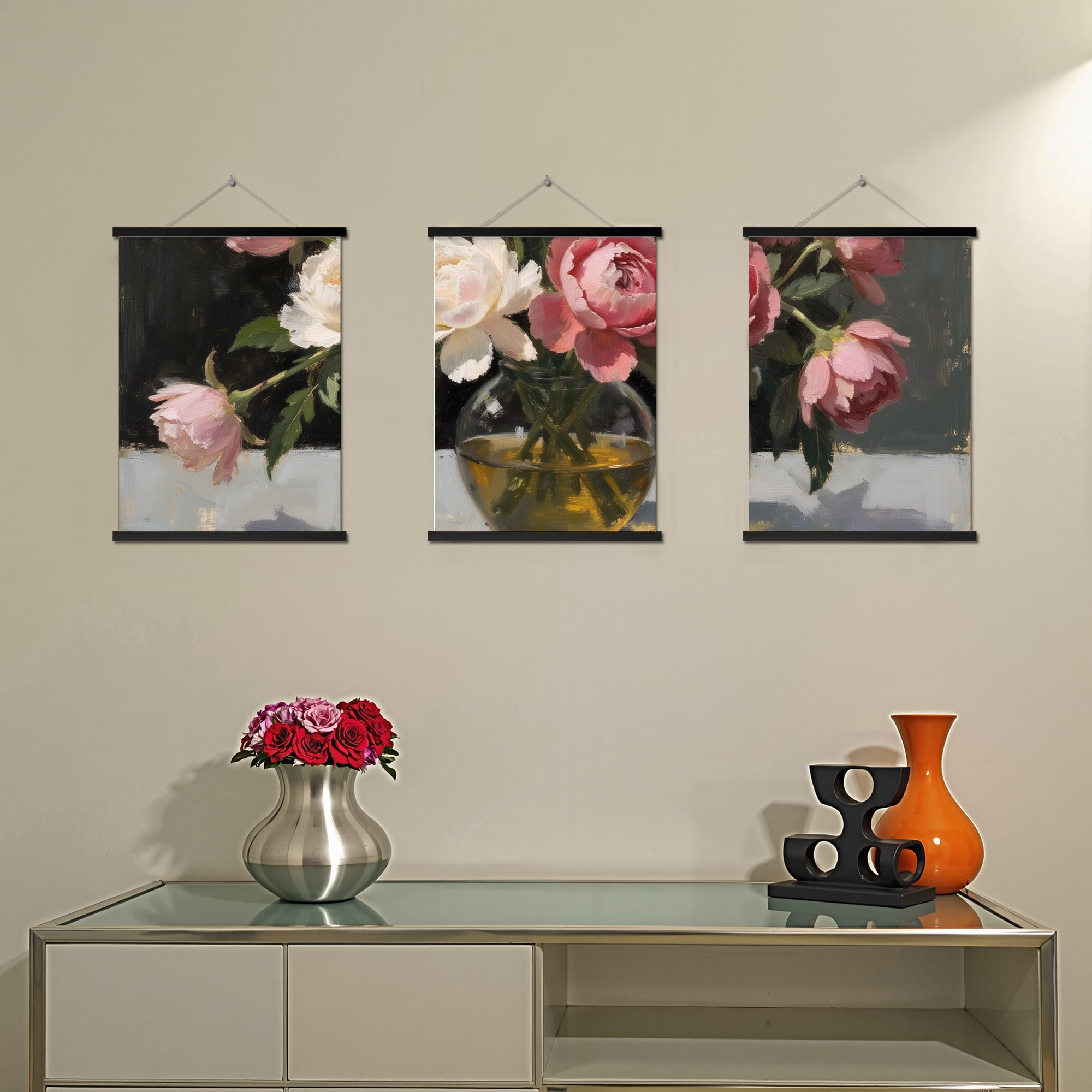 MAYEERTY Modern Abstract Wall Art Painting, Living Room Decor, Black Hanging Rod Frame, 15.7"x11.8"
