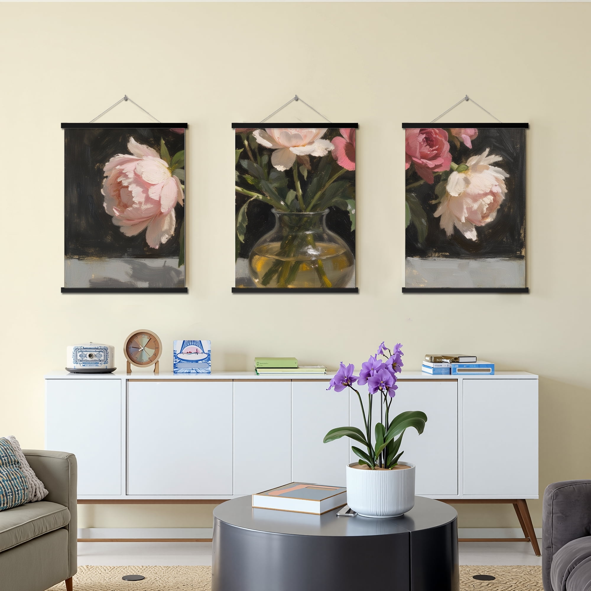 MAYEERTY Modern Abstract Wall Art Painting, Living Room Decor, Black Hanging Rod Frame, 15.7"x11.8"