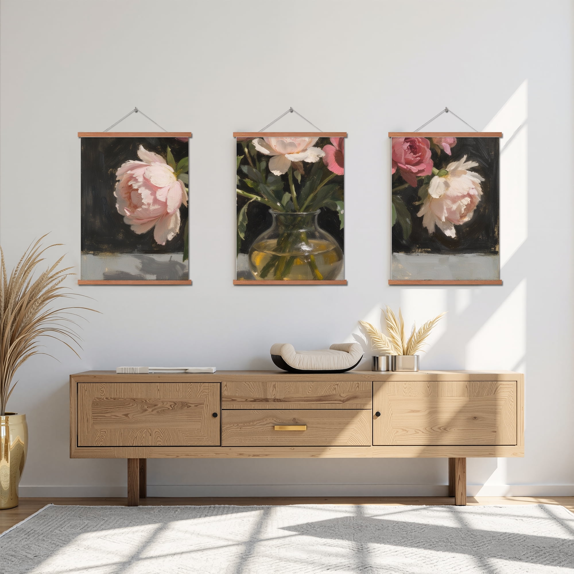 MAYEERTY Modern Abstract Wall Art Painting, Living Room Decor, Brown Hanging Rod Frame, 23.6"x15.8"