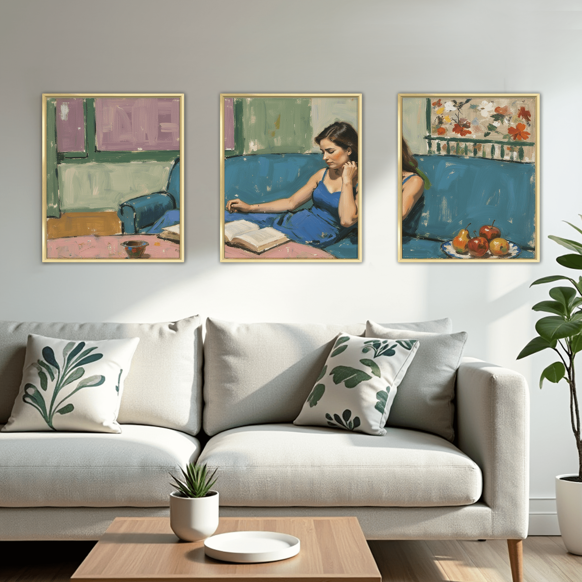 MAYEERTY Modern Abstract Wall Art Painting, Living Room Decor, Gold Aluminum Alloy Frame, 23.6"x15.8"