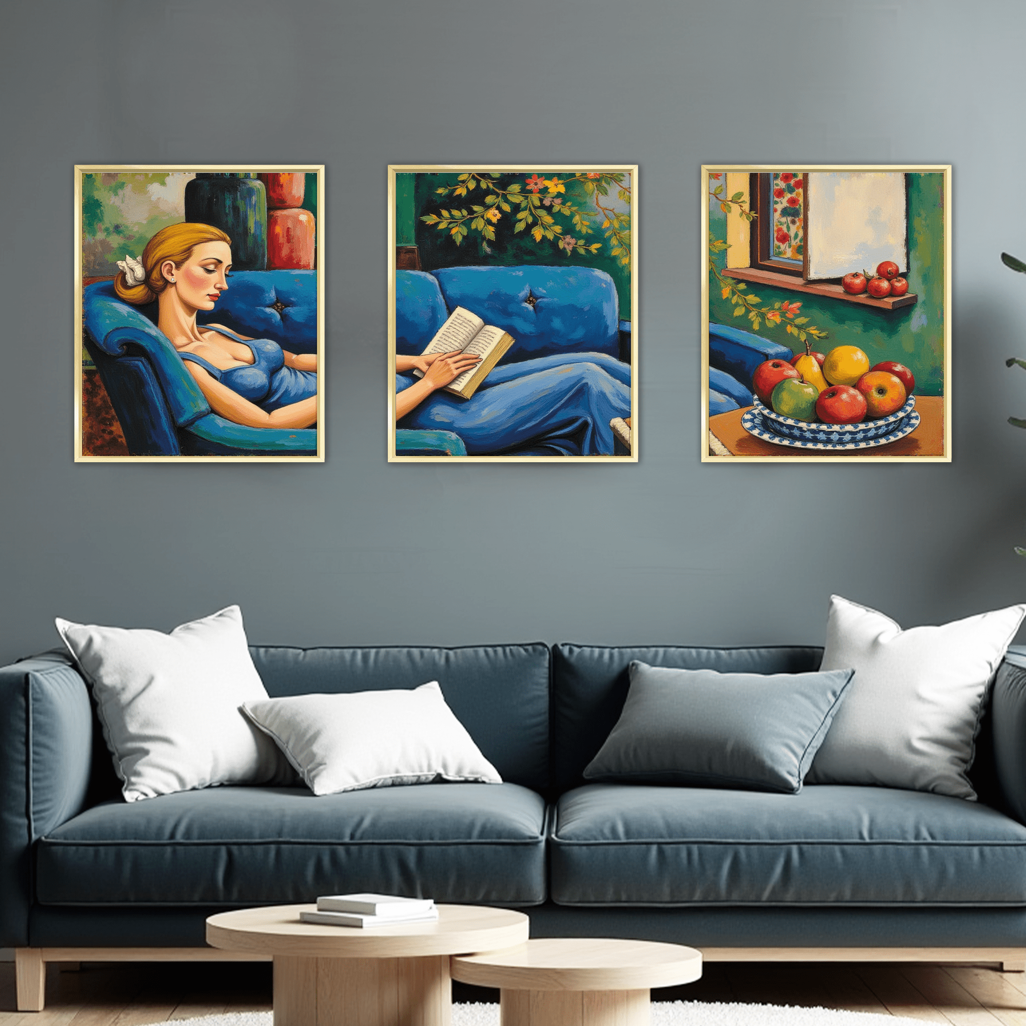 MAYEERTY Modern Abstract Wall Art Painting, Living Room Decor, Gold Aluminum Alloy Frame, 23.6"x15.8"