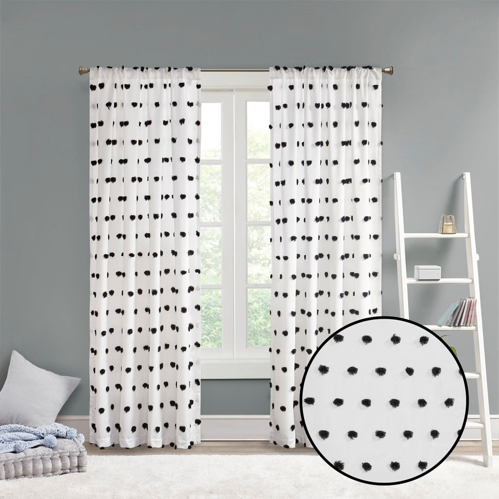 MAYEERTY 1 Pc Pom Pom Embellished Curtain Panel for Living Room