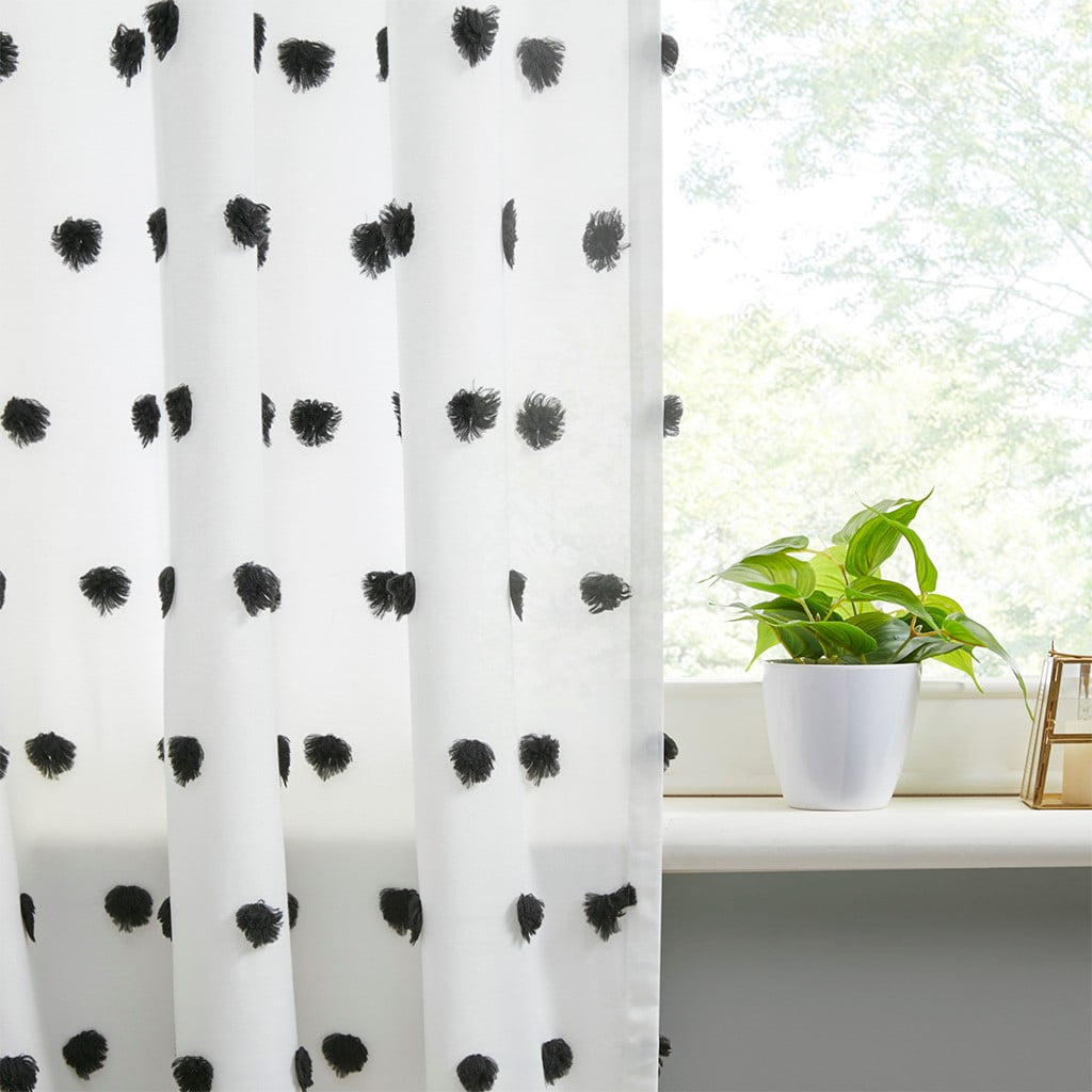 MAYEERTY 1 Pc Pom Pom Embellished Curtain Panel - For Living Room