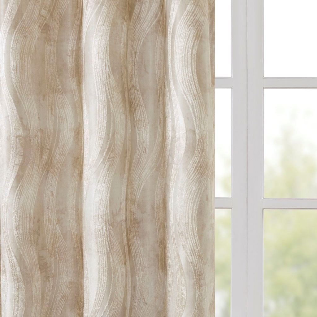 MAYEERTY 1 Pc Printed Jacquard Grommet Top Total Blackout Curtain Panel