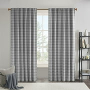 Dovelina Plaid Faux Leather Tab Top Curtain Panel with Fleece Lining(Only 1 Pc Panel)