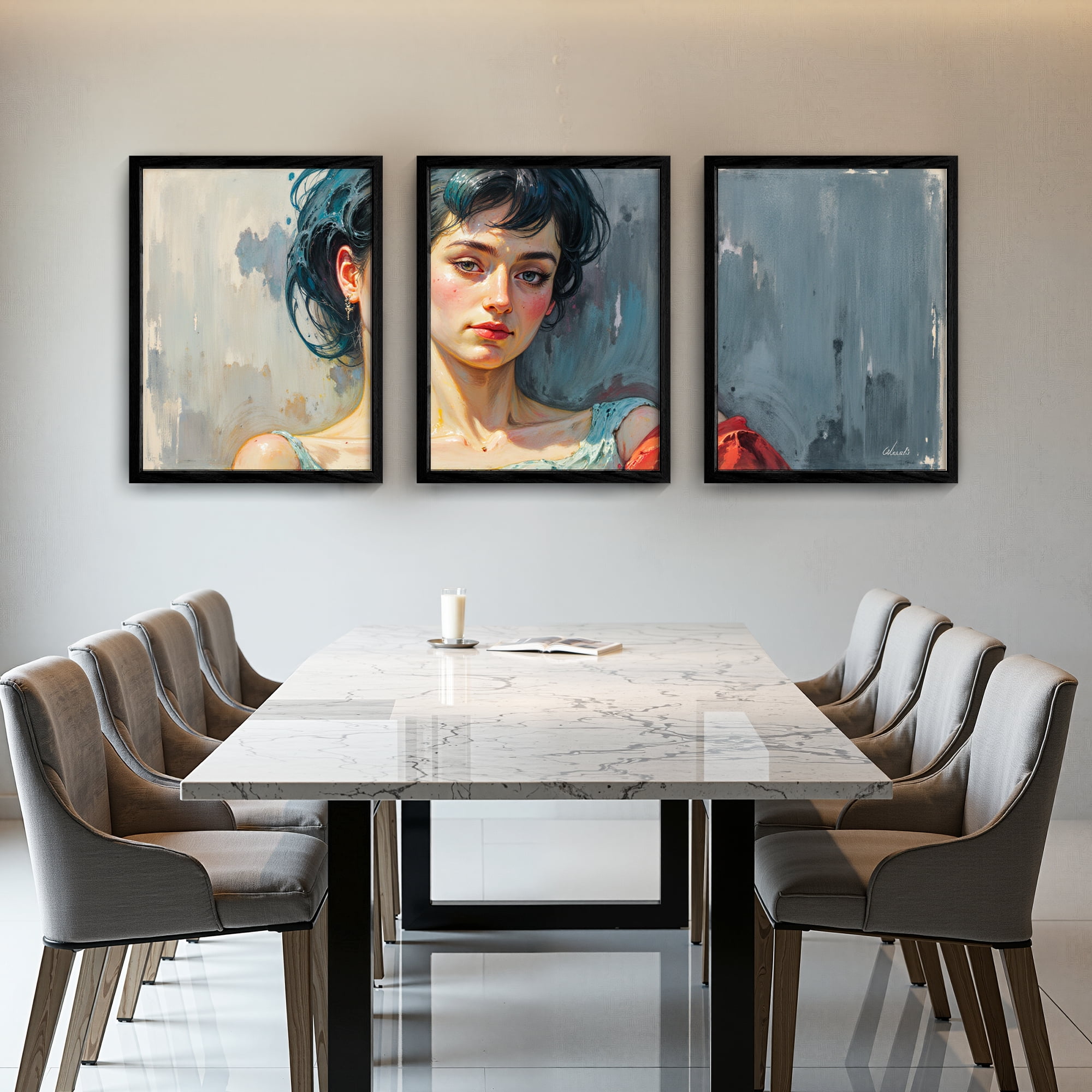 MAYEERTY Modern Abstract Wall Art Painting, Living Room Decor, Black MDF Frame, 15.7"x11.8"