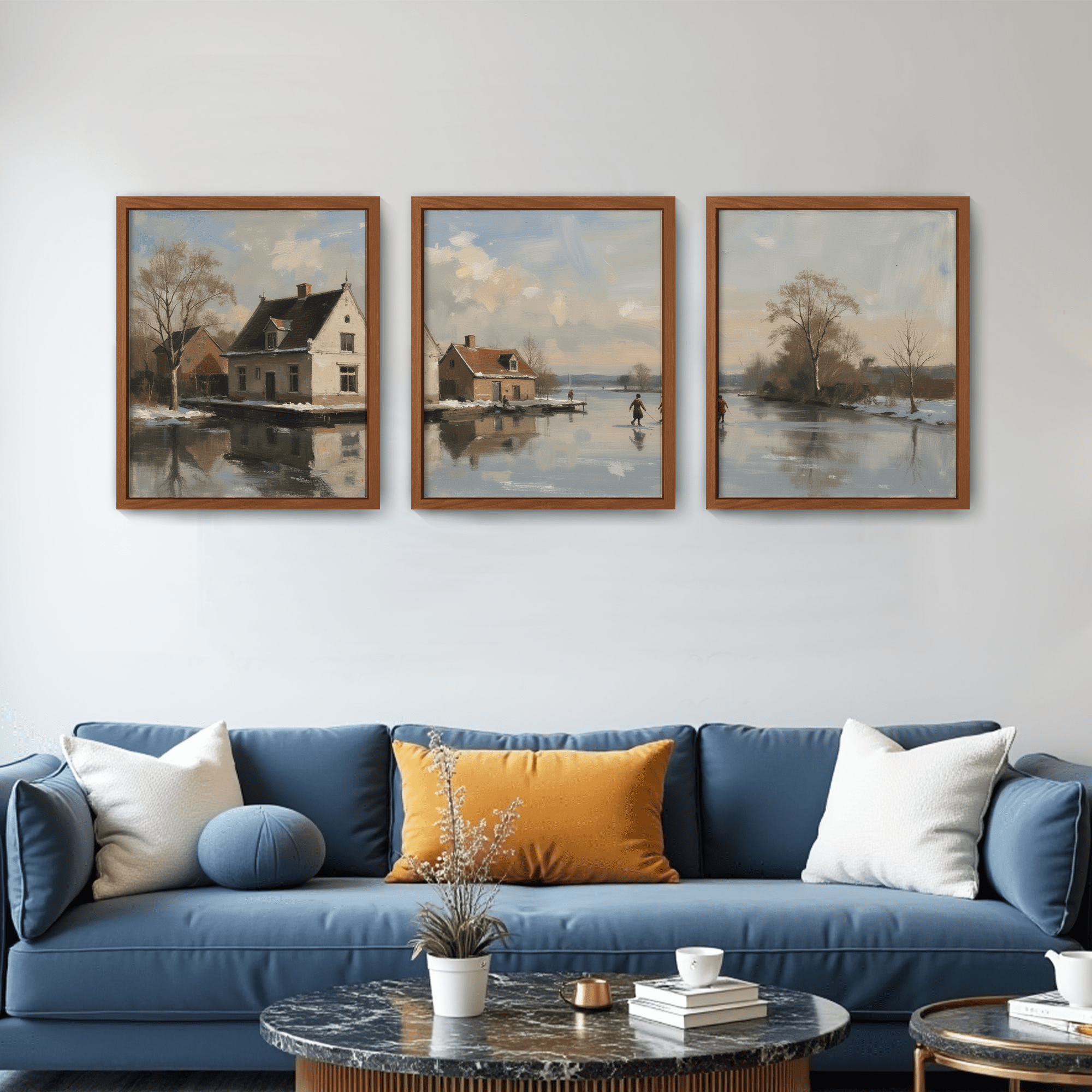 MAYEERTY Modern Abstract Wall Art Painting, Living Room Decor, Brown MDF Frame, 7.87"x9.84"