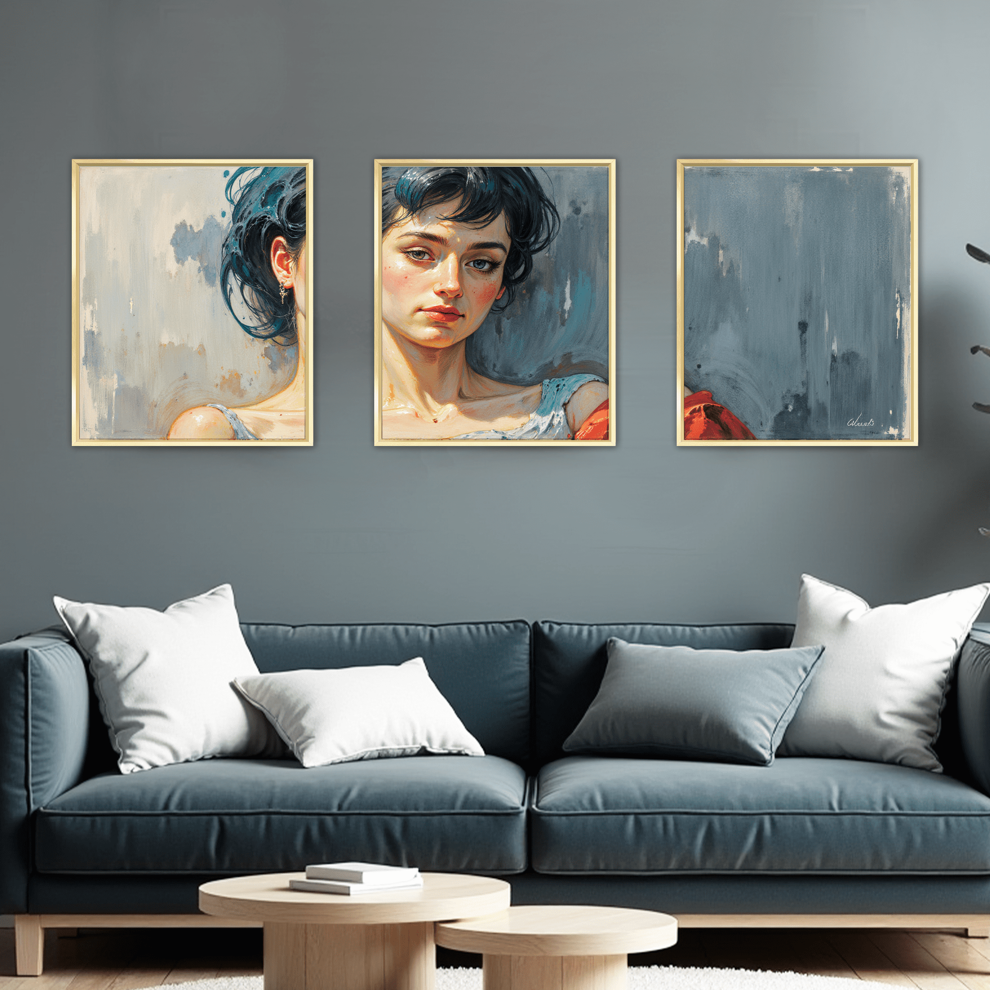 MAYEERTY Modern Abstract Wall Art Painting, Living Room Decor, Glod Aluminum Alloy Frame, 15.7"x11.8"