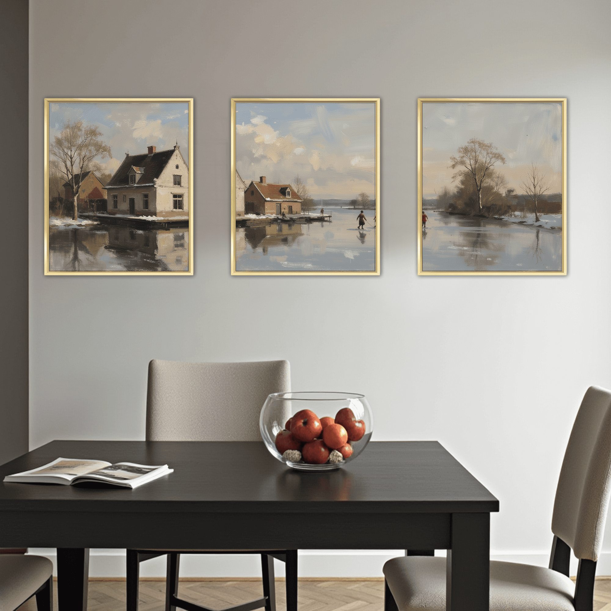 MAYEERTY Modern Abstract Wall Art Painting, Living Room Decor, Gold Aluminum Alloy Frame, 23.6"x15.8"