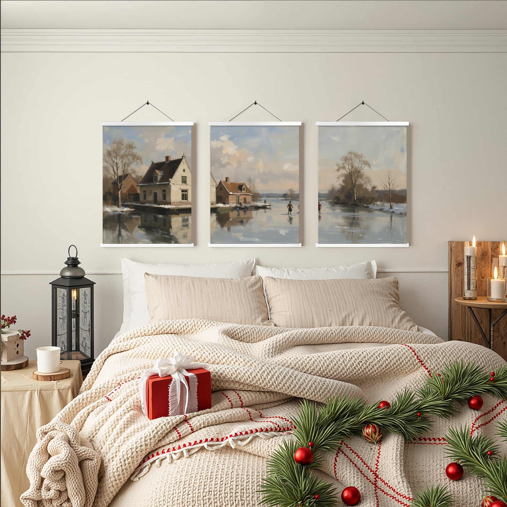 MAYEERTY Modern Abstract Wall Art Painting, Living Room Decor, White Hanging Rod Frame, 15.7"x11.8"