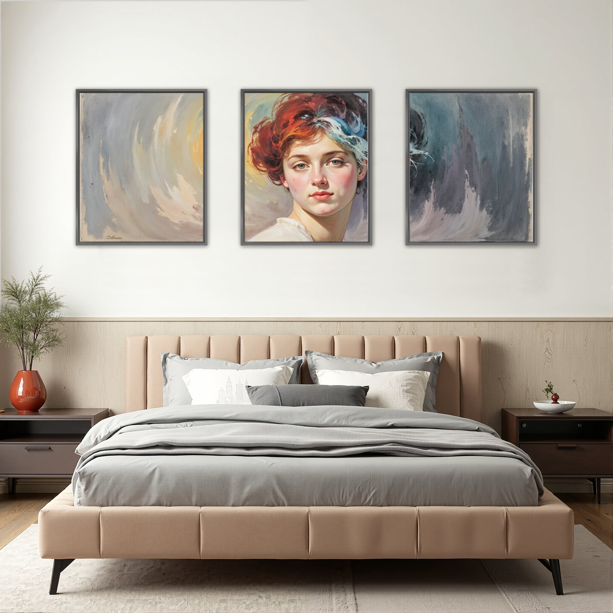 MAYEERTY Modern Abstract Wall Art Painting, Living Room Decor, Black Aluminum Alloy Frame, 23.6"x15.8"