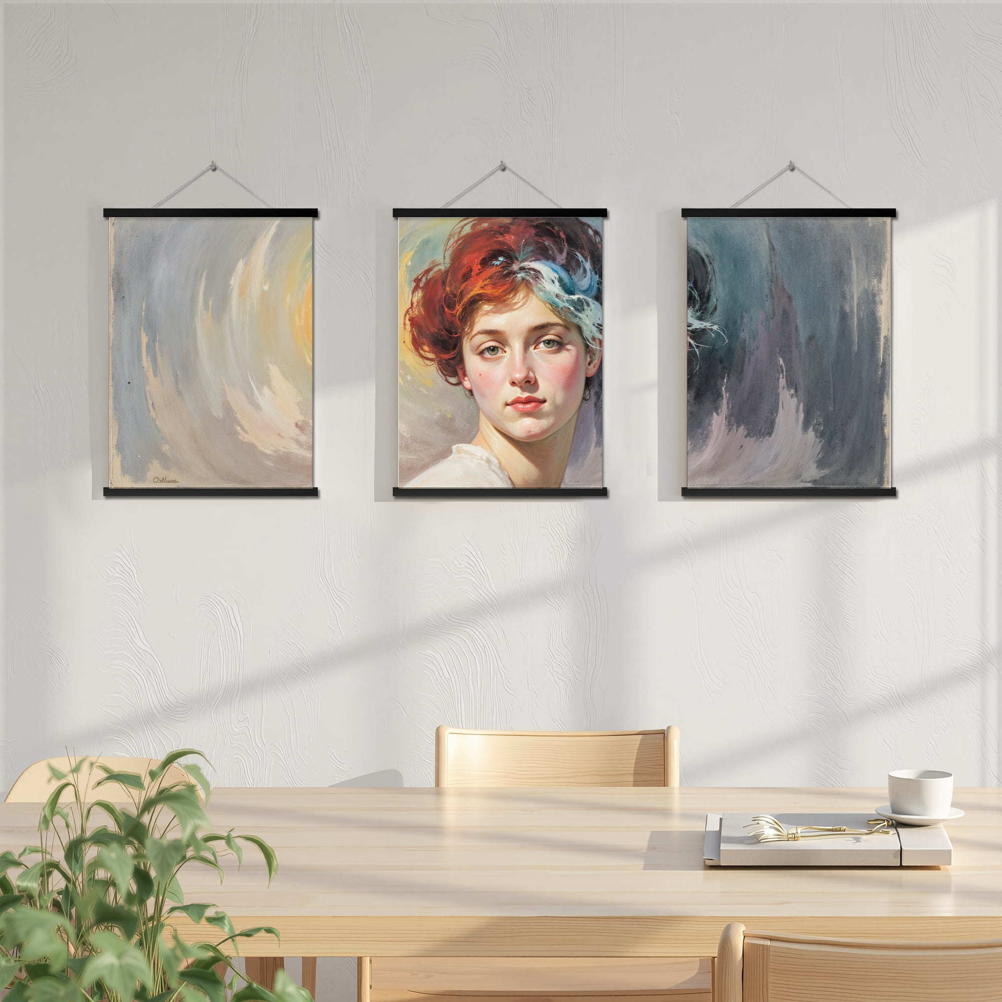 MAYEERTY Modern Abstract Wall Art Painting, Living Room Decor, Black Hanging Rod Frame, 23.6"x15.8"