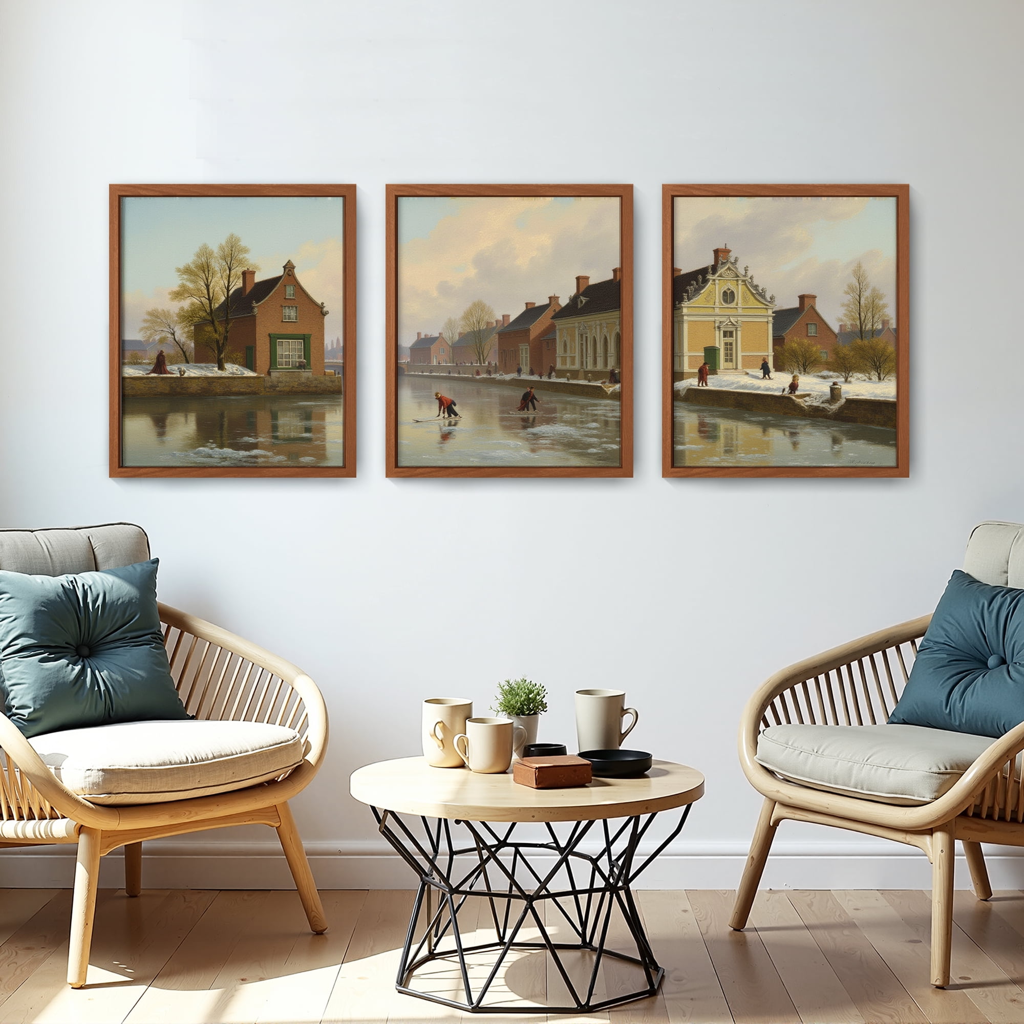 MAYEERTY Modern Abstract Wall Art Painting, Living Room Decor, Brown MDF Frame, 7.87"x9.84"