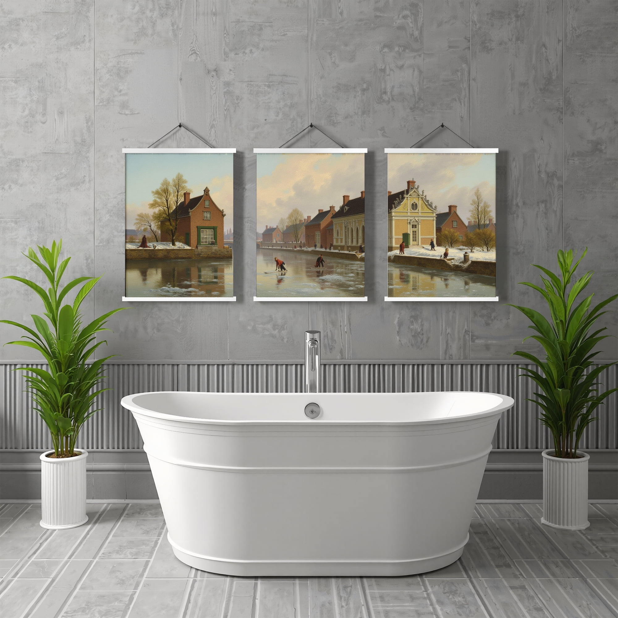 MAYEERTY Modern Abstract Wall Art Painting, Living Room Decor, White Hanging Rod Frame, 23.6"x15.8"