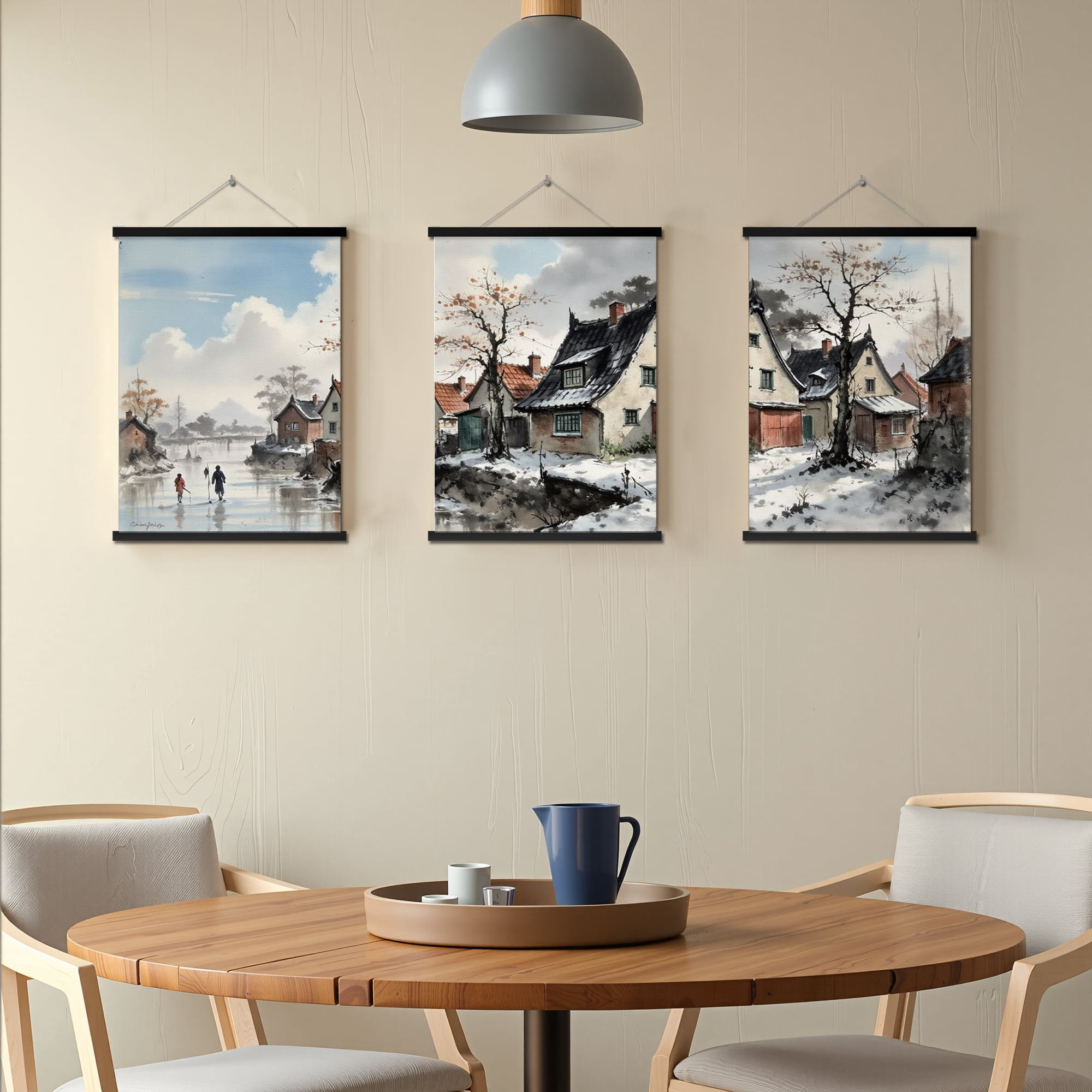 MAYEERTY Modern Abstract Wall Art Painting, Living Room Decor, Black Hanging Rod Frame, 15.7"x11.8"