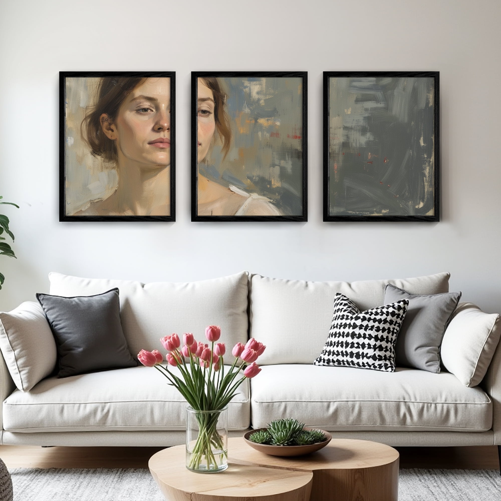 MAYEERTY Modern Abstract Wall Art Painting, Living Room Decor, Black MDF Frame, 23.6"x15.8"