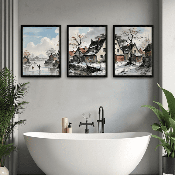 MAYEERTY Modern Abstract Wall Art Painting, Living Room Decor, Black MDF Frame, 7.87"x9.84"