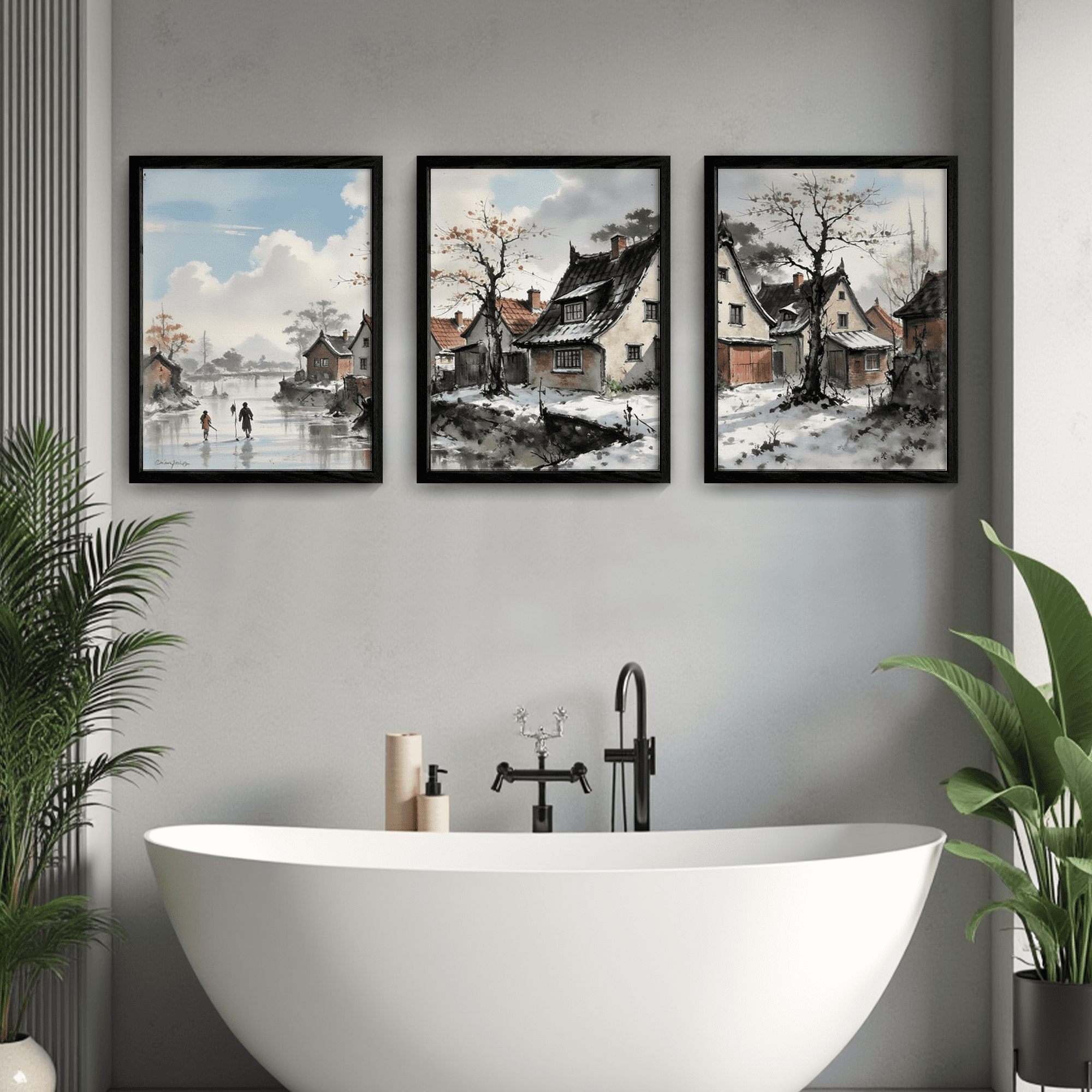 MAYEERTY Modern Abstract Wall Art Painting, Living Room Decor, Black Wood Frame, 23.6"x17.7"