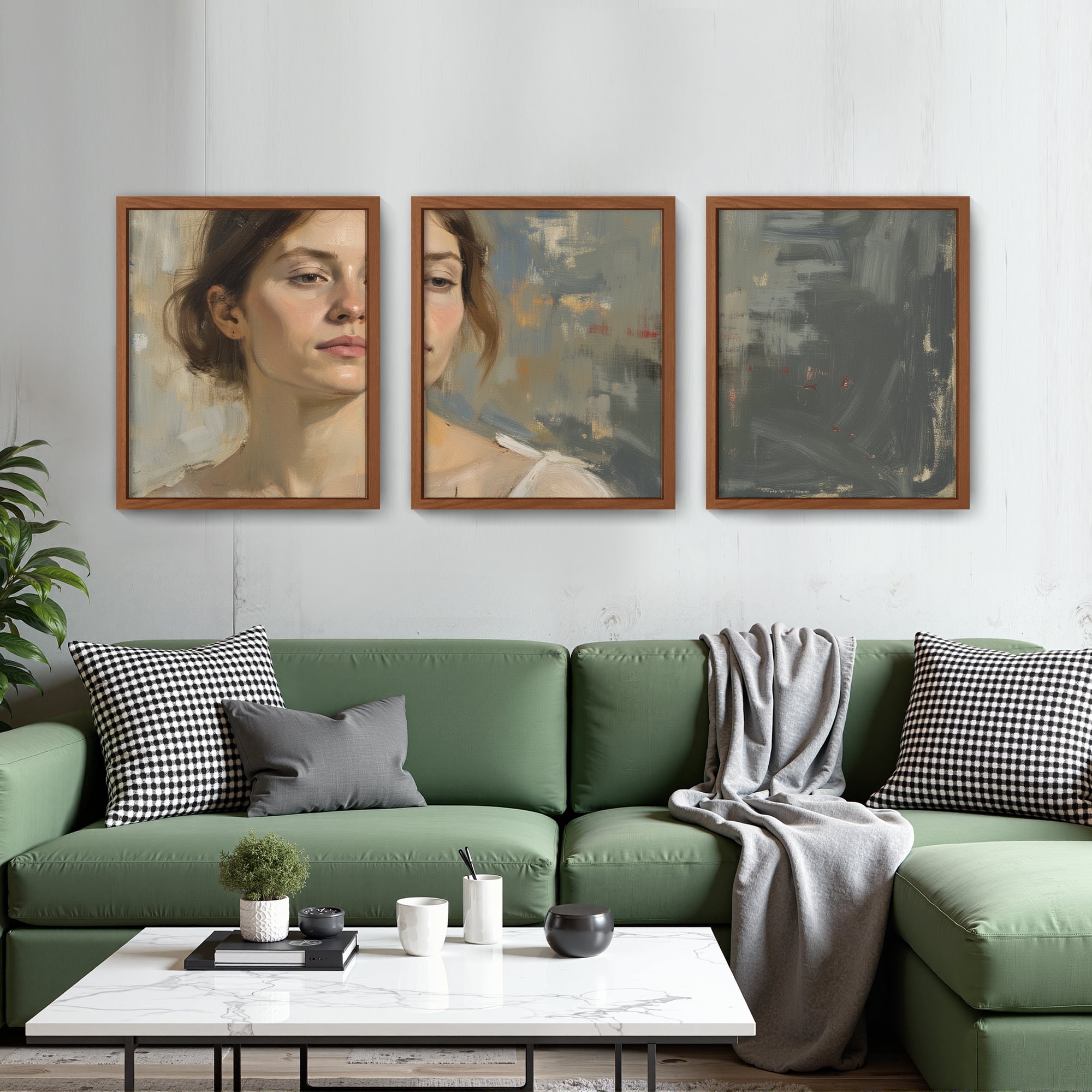 MAYEERTY Modern Abstract Wall Art Painting, Living Room Decor, Brown MDF Frame, 7.87"x9.84"