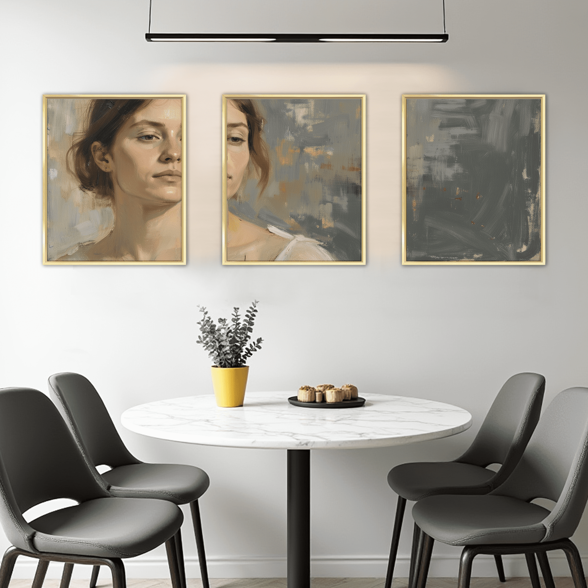 MAYEERTY Modern Abstract Wall Art Painting, Living Room Decor, Gold Aluminum Alloy Frame, 23.6"x15.8"
