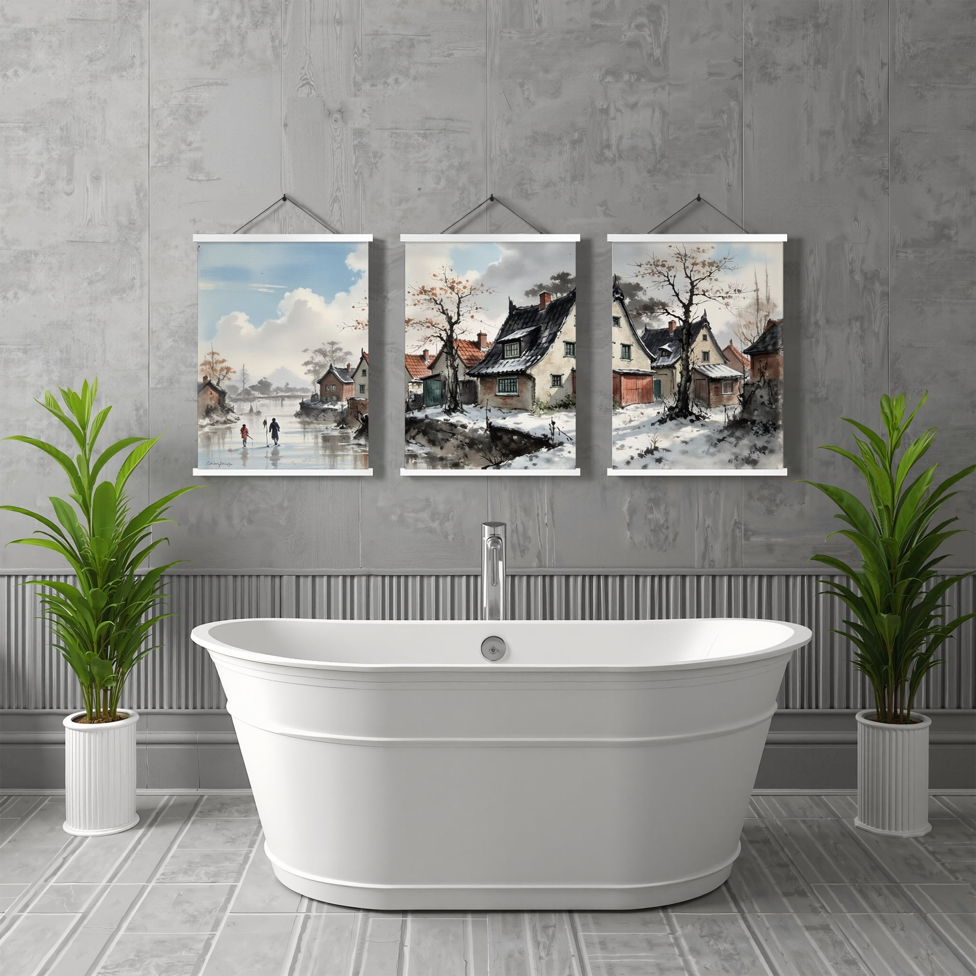 MAYEERTY Modern Abstract Wall Art Painting, Living Room Decor, White Hanging Rod Frame, 15.7"x11.8"