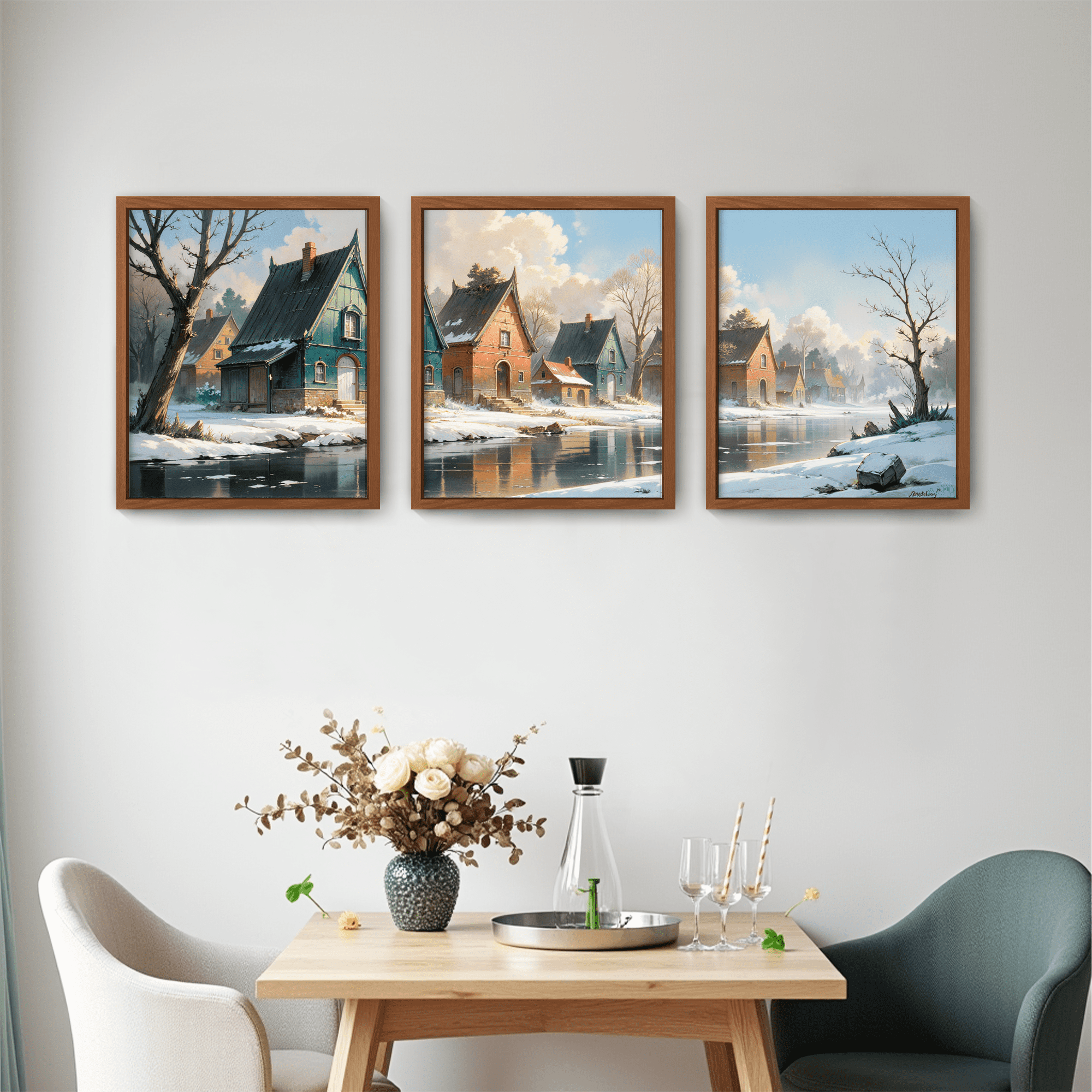 MAYEERTY Modern Abstract Wall Art Painting, Living Room Decor, Brown MDF Frame, 7.87"x9.84"