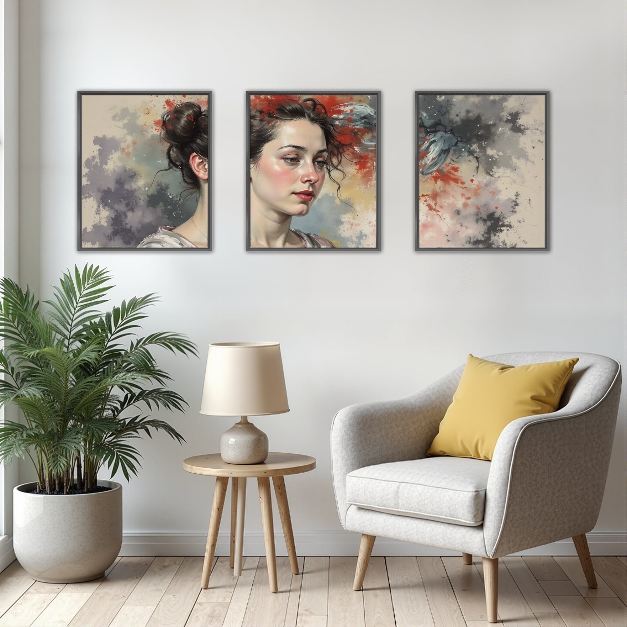 MAYEERTY Modern Abstract Wall Art Painting, Living Room Decor, Black Aluminum Alloy Frame, 7.87"x9.84"