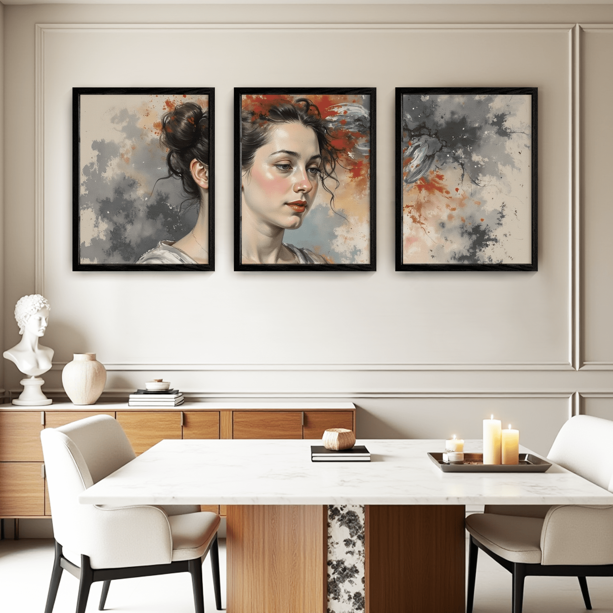 MAYEERTY Modern Abstract Wall Art Painting, Living Room Decor, Black Wood Frame, 23.6"x17.7"