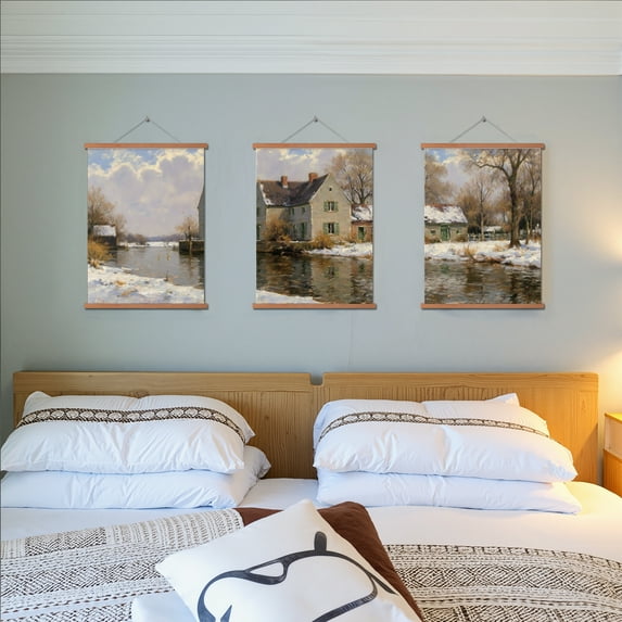 MAYEERTY Modern Abstract Wall Art Painting, Living Room Decor, Brown Hanging Rod Frame, 23.6"x15.8"