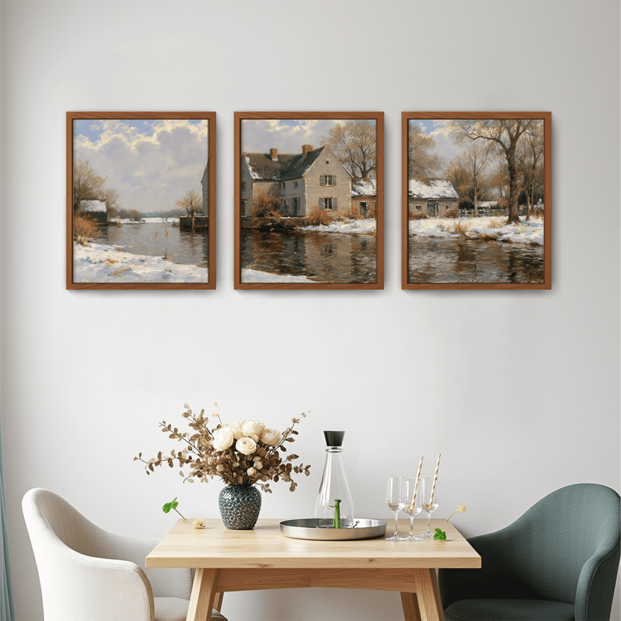 MAYEERTY Modern Abstract Wall Art Painting, Living Room Decor, Brown MDF Frame, 7.87"x9.84"