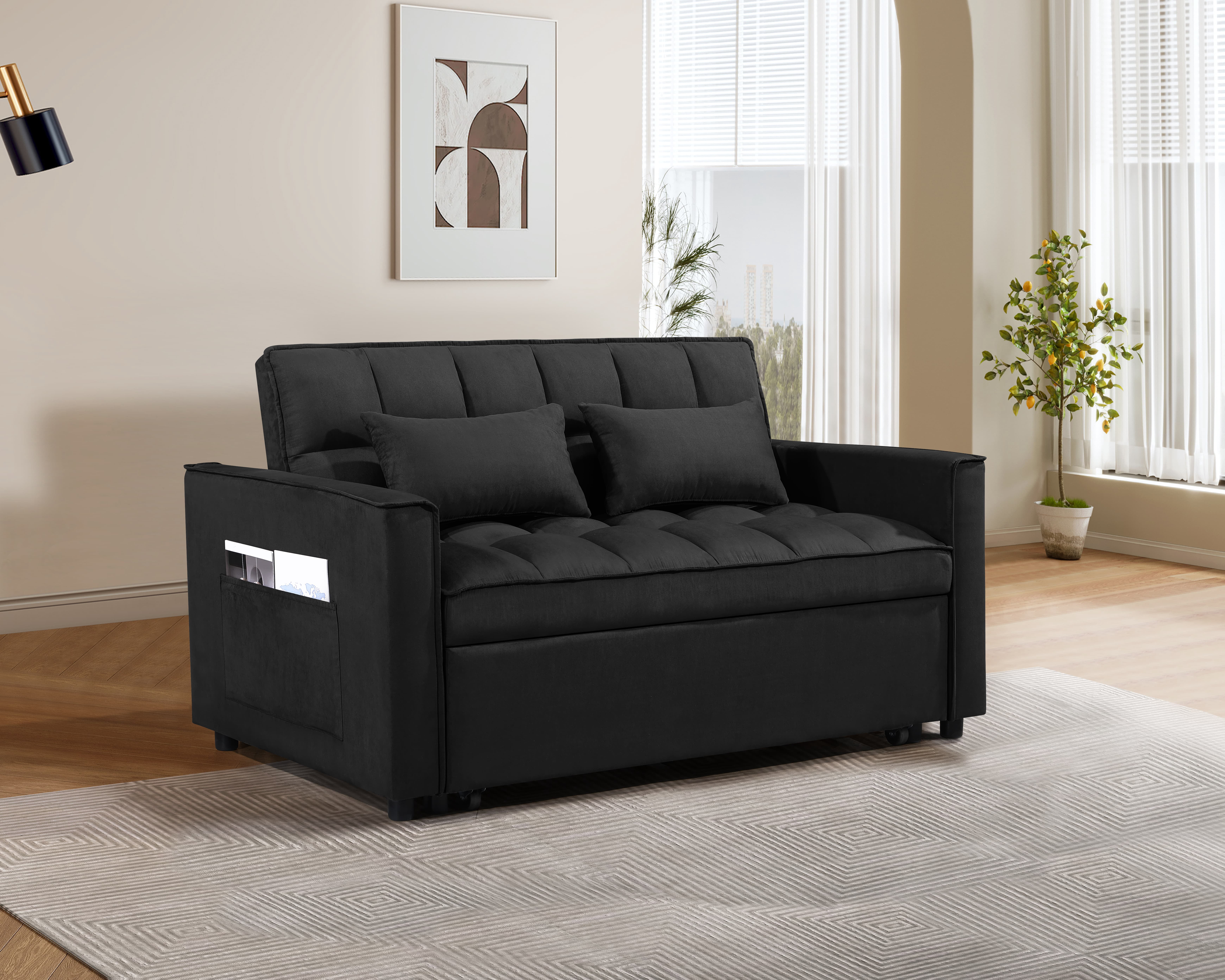 MAYEERTY Pull Out Couch Bed-3 in 1 Convertible Sofa Bed Upgraded wear-resistant suede fabric Sleeper Chair Bed