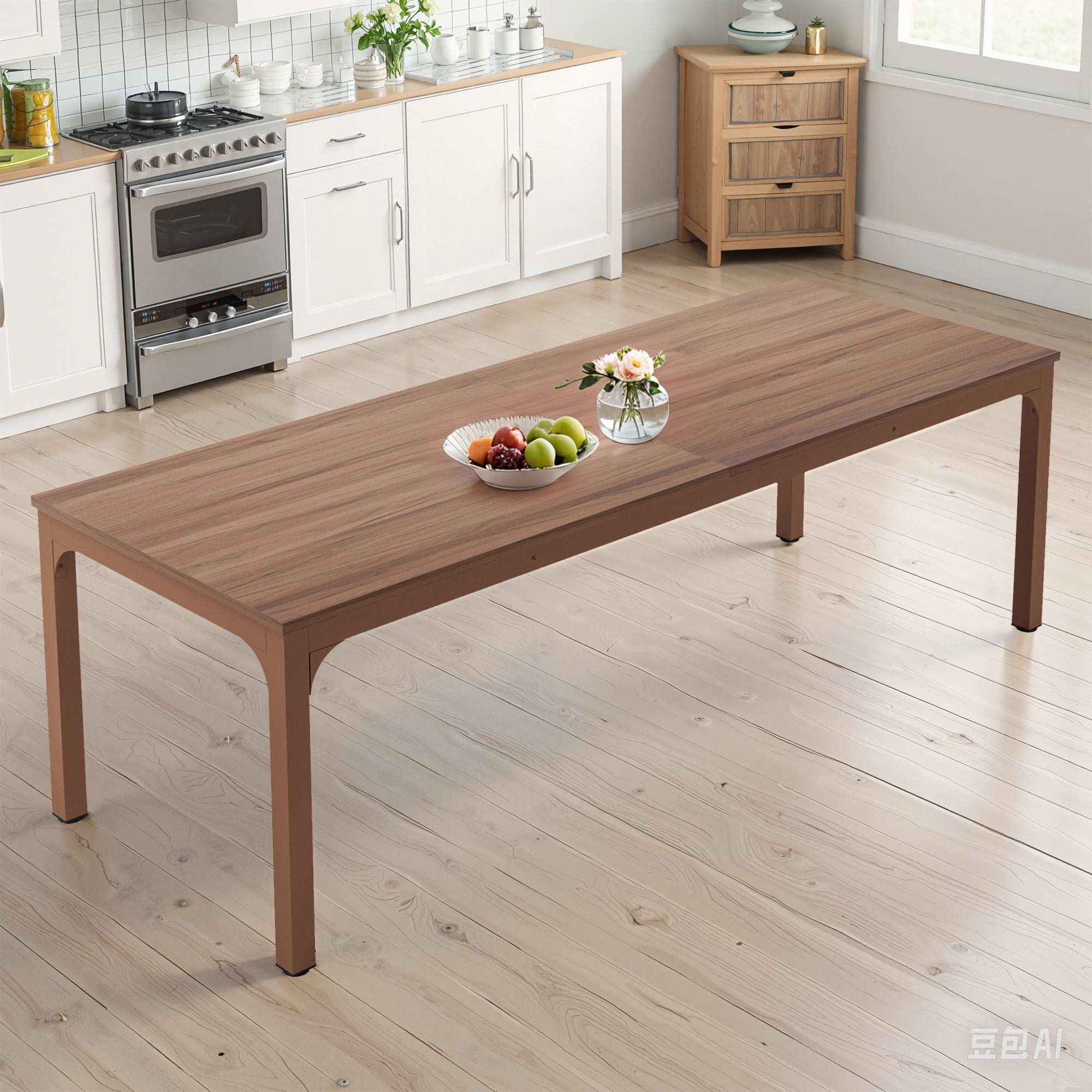 MAYEERTY 78.7 Inch Dining Table, 6-8 Seater Rectangular Table with 25mm MDF Board & Heavy Duty Metal Frame
