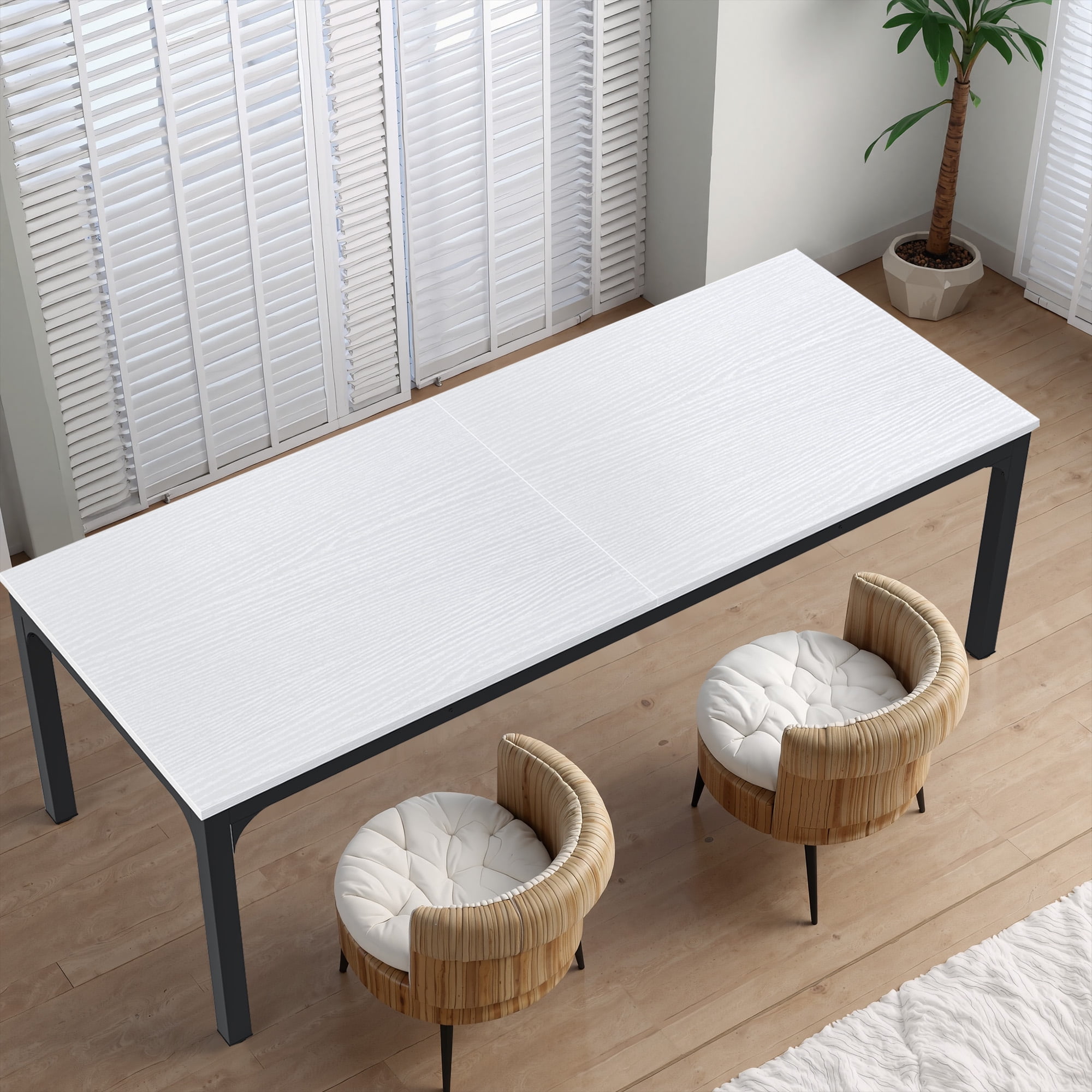 MAYEERTY 78.7 Inch Dining Table, 6-8 Seater Rectangular Table with 25mm MDF Board & Heavy Duty Metal Frame
