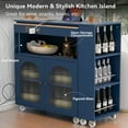 thumbnail image 1 of MAYEERTY Rolling Kitchen Island - With Extended Table, Navy, 1 of 33