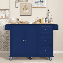Dovelina Rolling Mobile Kitchen Island with Drop Leaf，Locking Wheels & Storage Cabinet