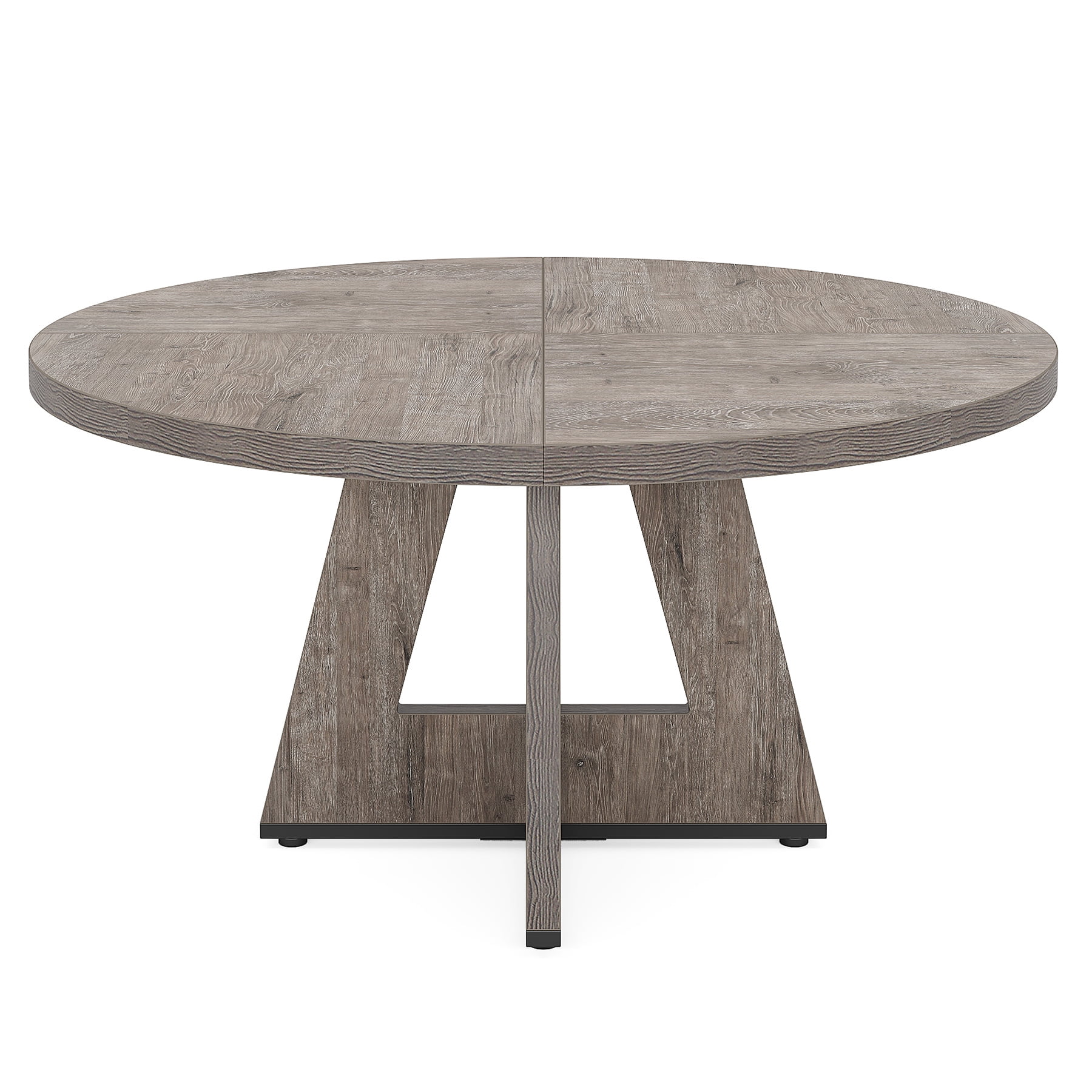 MAYEERTY 47 Inch Farmhouse Round Dining Table, Wooden Kitchen Dinner Table for 4 People with Sturdy Metal Frame
