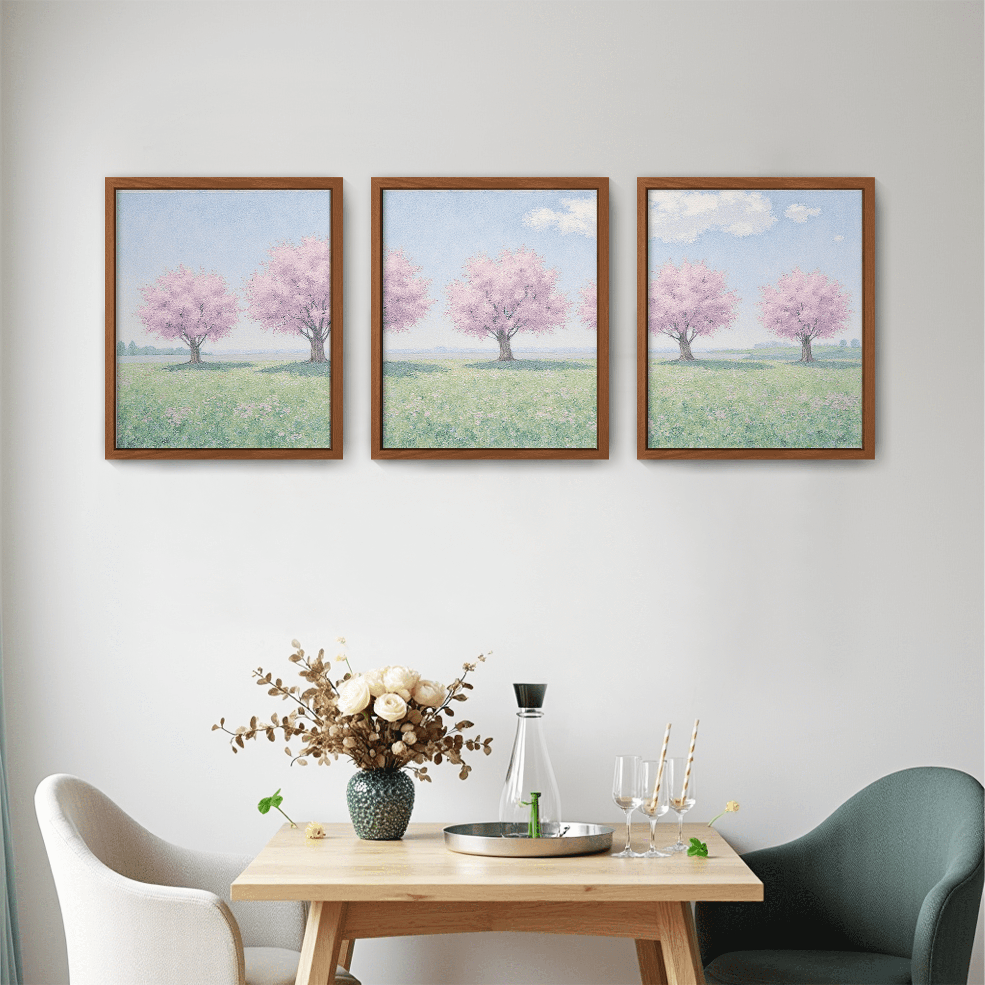 MAYEERTY Modern Abstract Wall Art Painting, Living Room Decor, Brown MDF Frame, 15.7"x11.8"