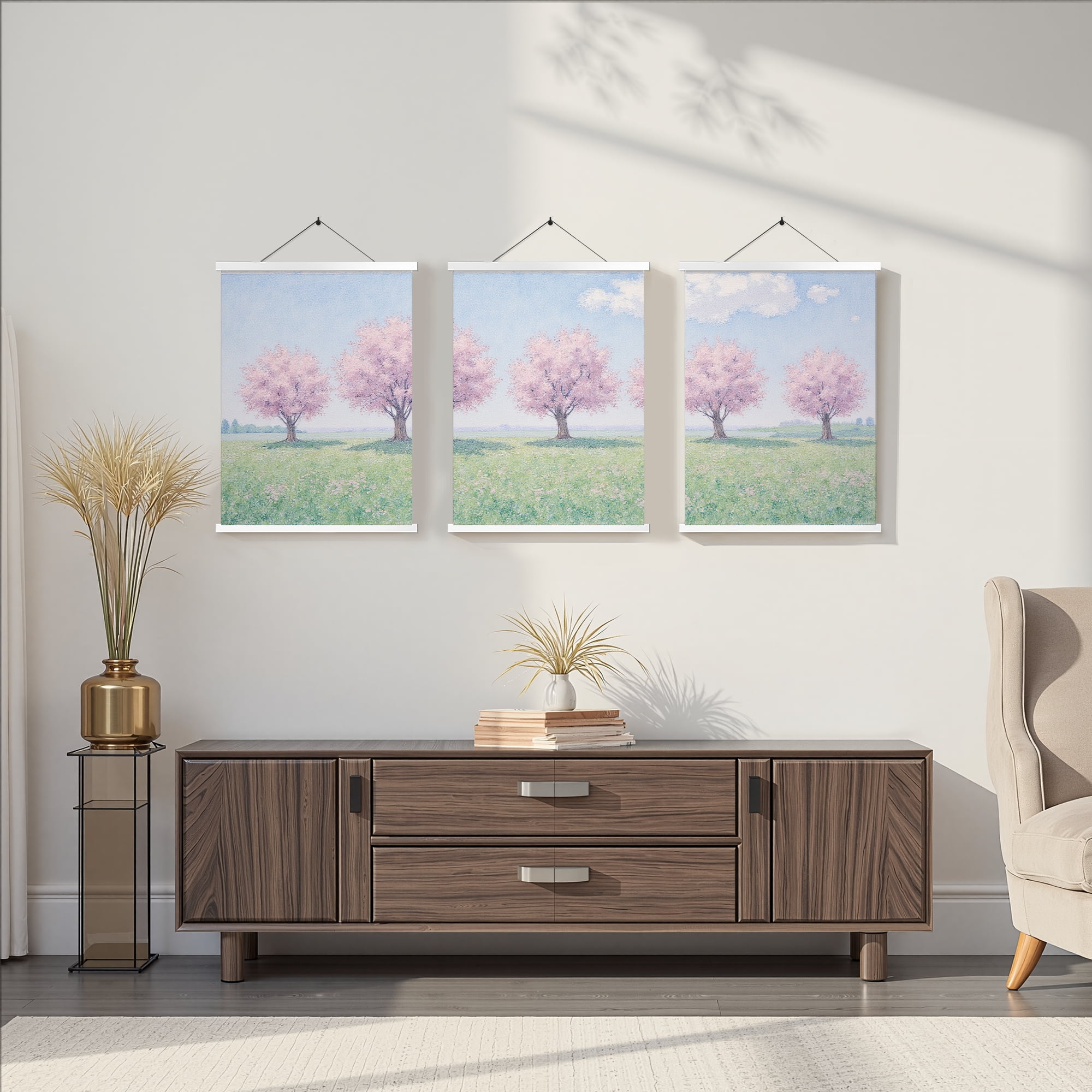 MAYEERTY Modern Abstract Wall Art Painting, Living Room Decor, White Hanging Rod Frame, 15.7"x11.8"
