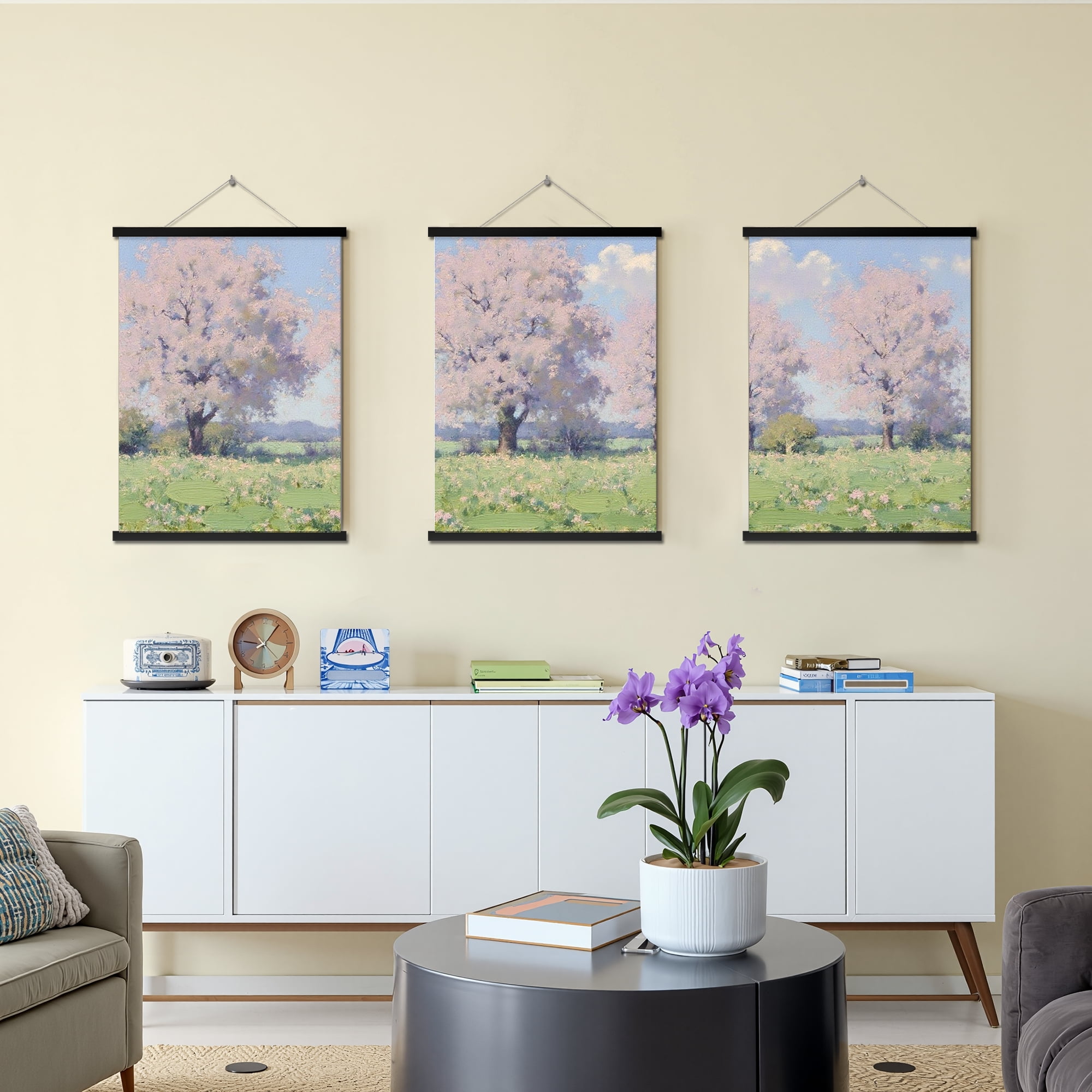 MAYEERTY Modern Abstract Wall Art Painting, Living Room Decor, Black Hanging Rod Frame, 23.6"x15.8"