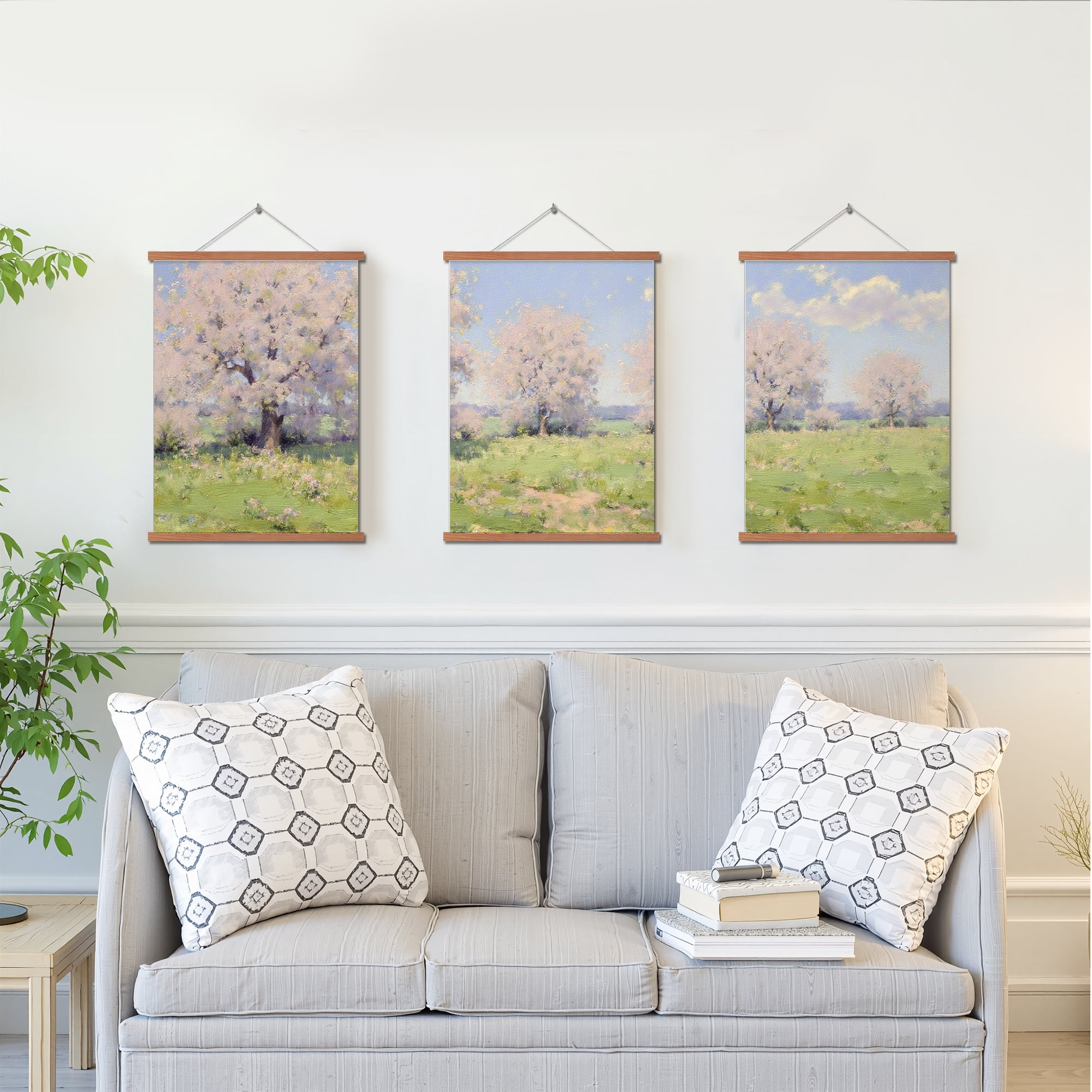 MAYEERTY Modern Abstract Wall Art Painting, Living Room Decor, Brown Hanging Rod Frame, 15.7"x11.8"