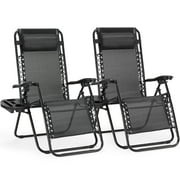 Dovelina Set of 2 Zero Gravity Chair Outdoor Lounge Chair，Suitable for Beach Terrace Pool Patio, Black