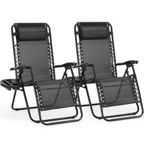 Dovelina Set of 2 Zero Gravity Chair Outdoor Lounge Chair，Suitable for Beach Terrace Pool Patio, Black