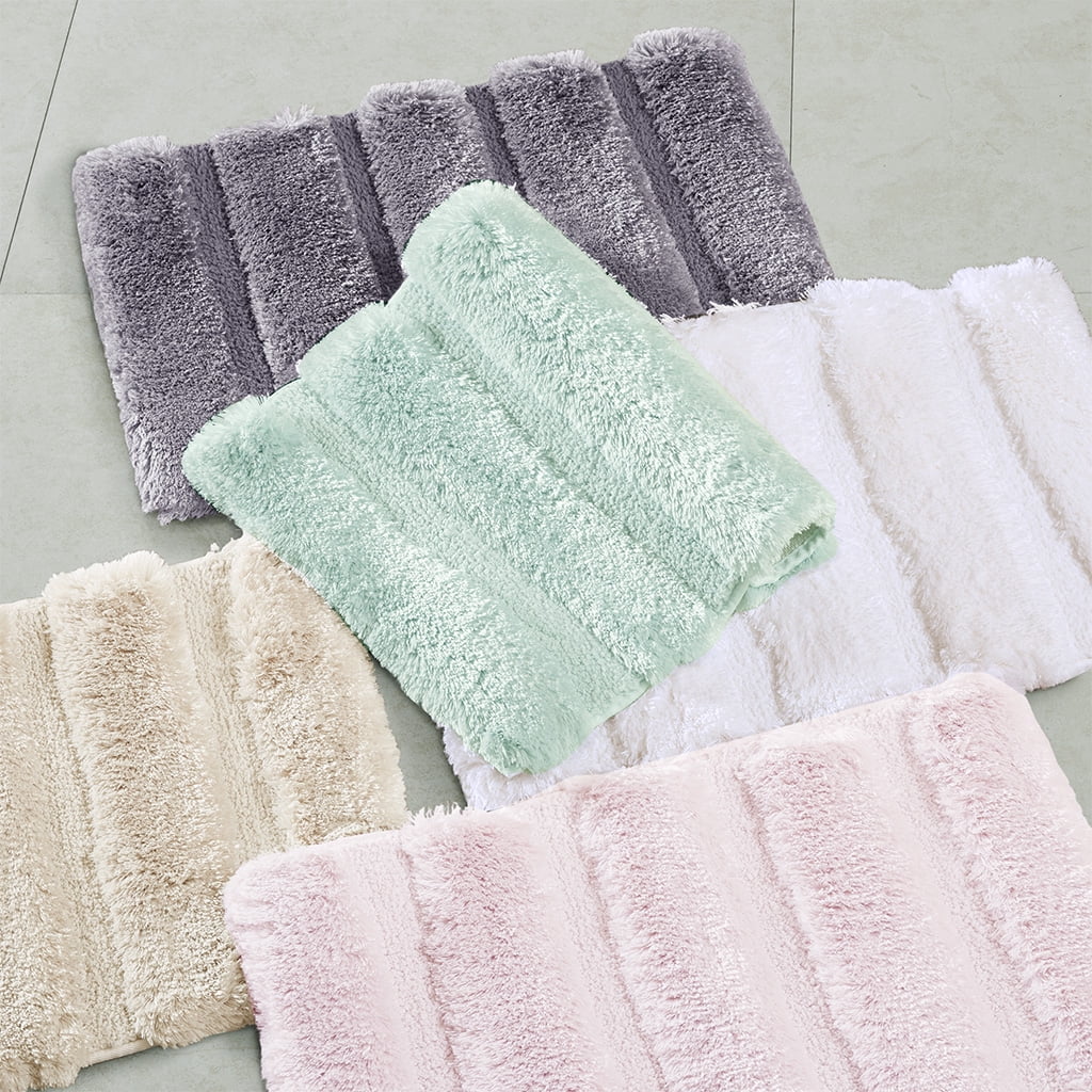 MAYEERTY Shag Bath Rug, Non Slip Bath Mat for Bathroom, 21"x34", Wheat, Machine Wash