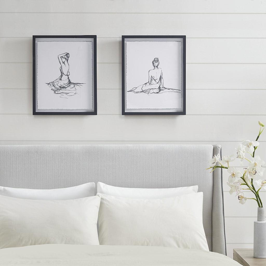 MAYEERTY 2-Piece Framed Glass Matted Sketch Wall Art Set
