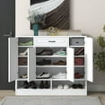 thumbnail image 1 of MAYEERTY Modern Shoe Cabinet White Adjustable Shelves Sturdy Top Space-saving, 1 of 19